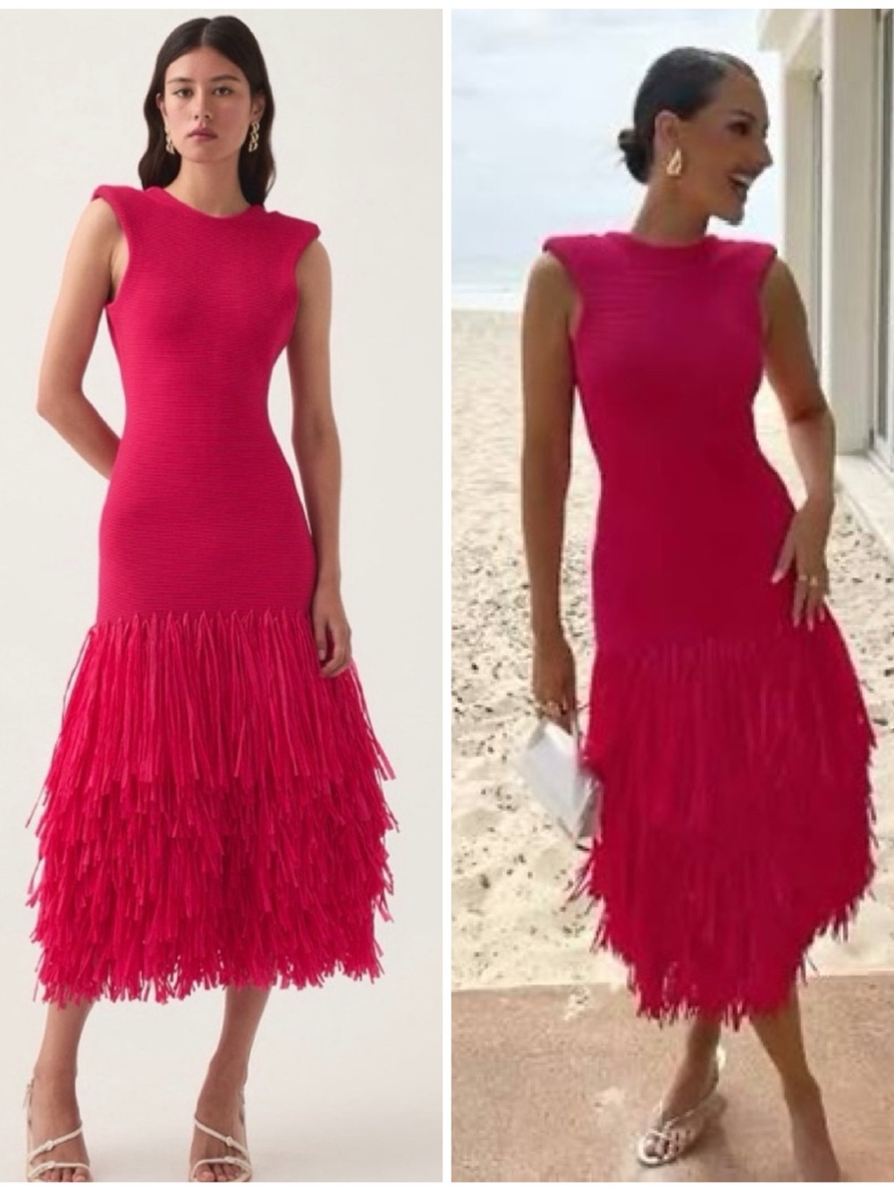 Aje Rushes Raffia Midi Dress Pink Large NWT RARE